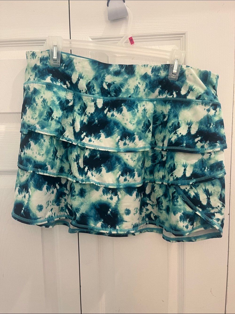 Ideology Teal and White Tiered Ruffle Skort